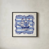 On the Coast Border II by Studio Mousseau. Shown in a sleek black glass frame for a contemporary gallery look. Available as an archival giclee rolled canvas, fine art paper, or poster print. SKU 25493a.