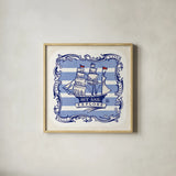 On the Coast Border II by Studio Mousseau. Shown in a natural wood glass frame for a timeless modern aesthetic. Available as an archival giclee rolled canvas, fine art paper, or poster print. SKU 25493a.