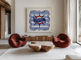 On the Coast Border III by Studio Mousseau. Shown as extra-large giant wall art in a modern living room. Available as an archival giclee rolled canvas, fine art paper, or poster print. SKU 25494a.