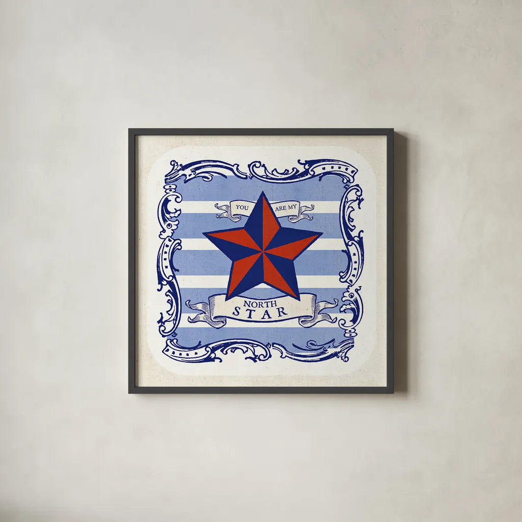 On the Coast Border IV by Studio Mousseau. Shown in a sleek black glass frame for a contemporary gallery look. Available as an archival giclee rolled canvas, fine art paper, or poster print. SKU 25495a.