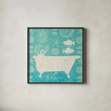 Pacific Bath I by Studio Mousseau. Shown in a sleek black glass frame for a contemporary gallery look. Available as an archival giclee rolled canvas, fine art paper, or poster print. SKU 27198a.