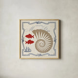 Pacific Nautilus by Studio Mousseau. Shown in a natural wood glass frame for a timeless modern aesthetic. Available as an archival giclee rolled canvas, fine art paper, or poster print. SKU 12658a.