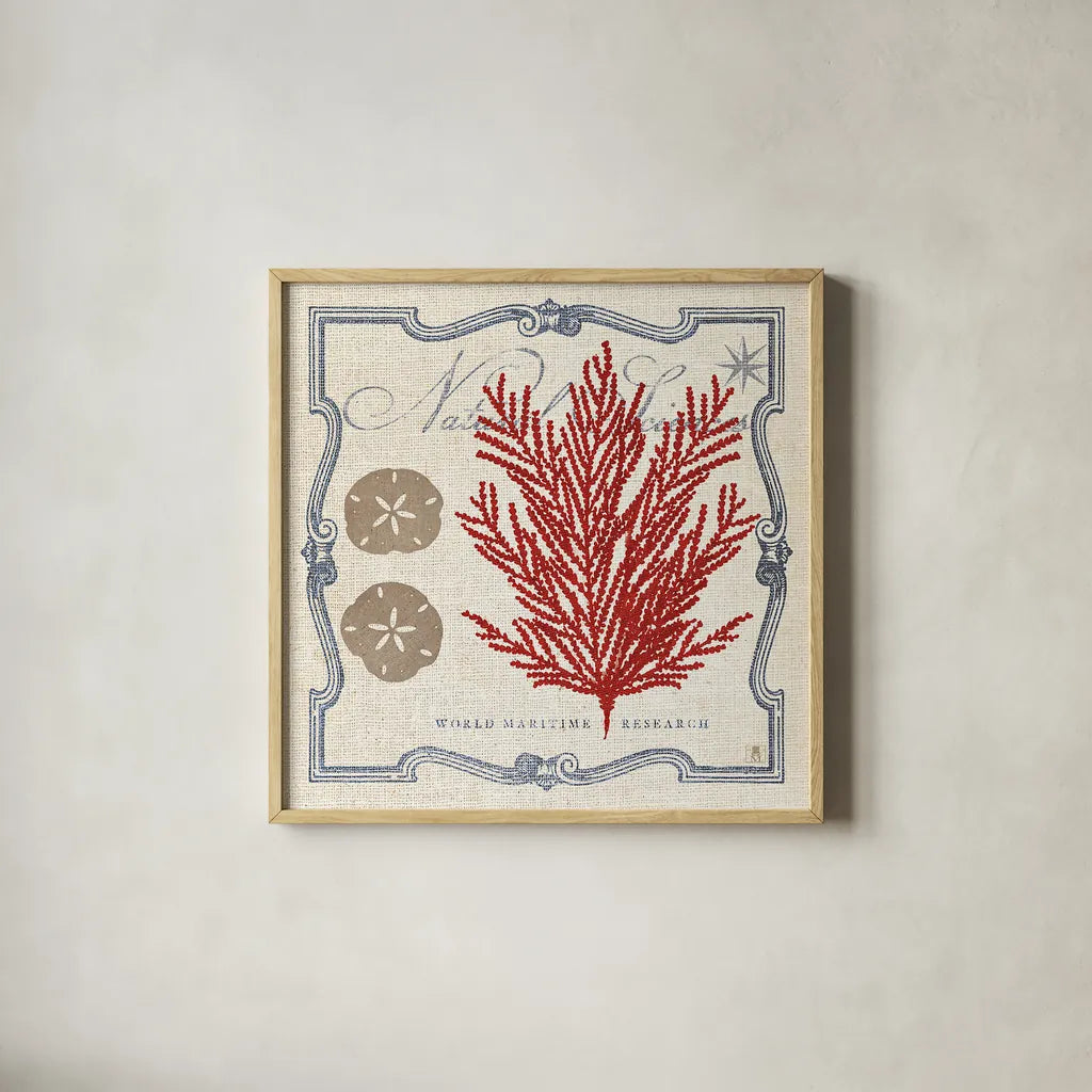 Pacific Sea Fern by Studio Mousseau. Shown in a natural wood glass frame for a timeless modern aesthetic. Available as an archival giclee rolled canvas, fine art paper, or poster print. SKU 12659a.
