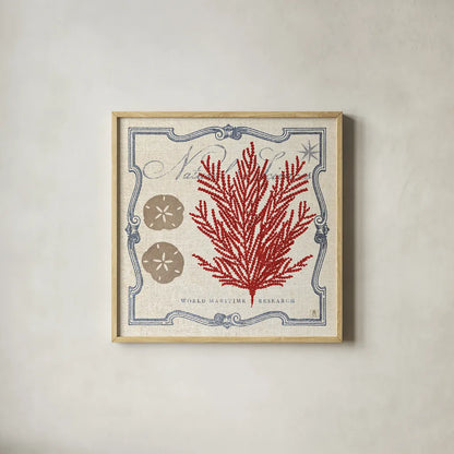 Pacific Sea Fern by Studio Mousseau. Shown in a natural wood glass frame for a timeless modern aesthetic. Available as an archival giclee rolled canvas, fine art paper, or poster print. SKU 12659a.