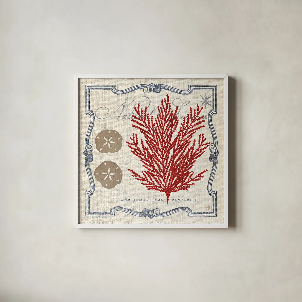 Pacific Sea Fern by Studio Mousseau. Shown in a crisp white glass frame for a clean and minimalist style. Available as an archival giclee rolled canvas, fine art paper, or poster print. SKU 12659a.