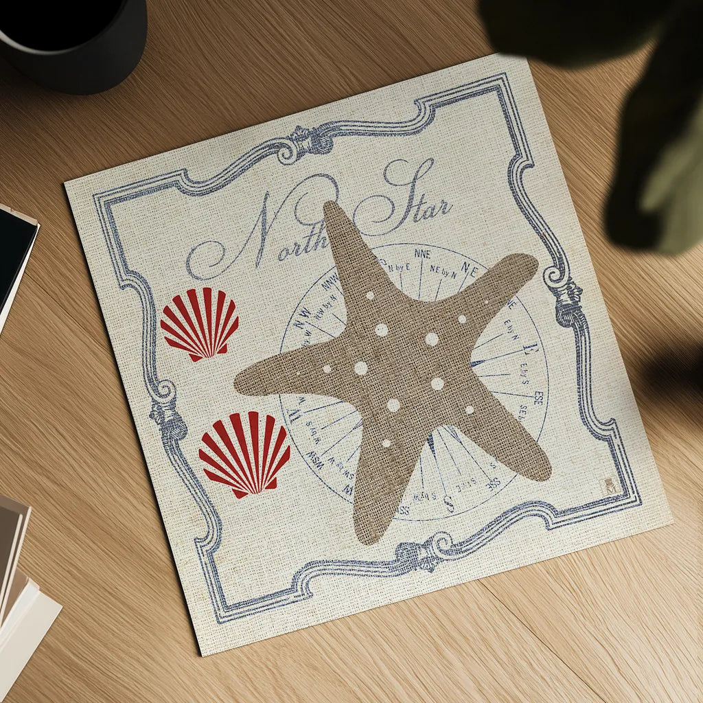 Pacific Starfish by Studio Mousseau. Shown as a detailed flat fine art print, highlighting archival giclee quality. Available as an archival giclee rolled canvas, fine art paper, or poster print. SKU 12661a.