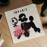 Paris Pooch by Studio Mousseau. Shown as a detailed flat fine art print, highlighting archival giclee quality. Available as an archival giclee rolled canvas, fine art paper, or poster print. SKU 11945a.