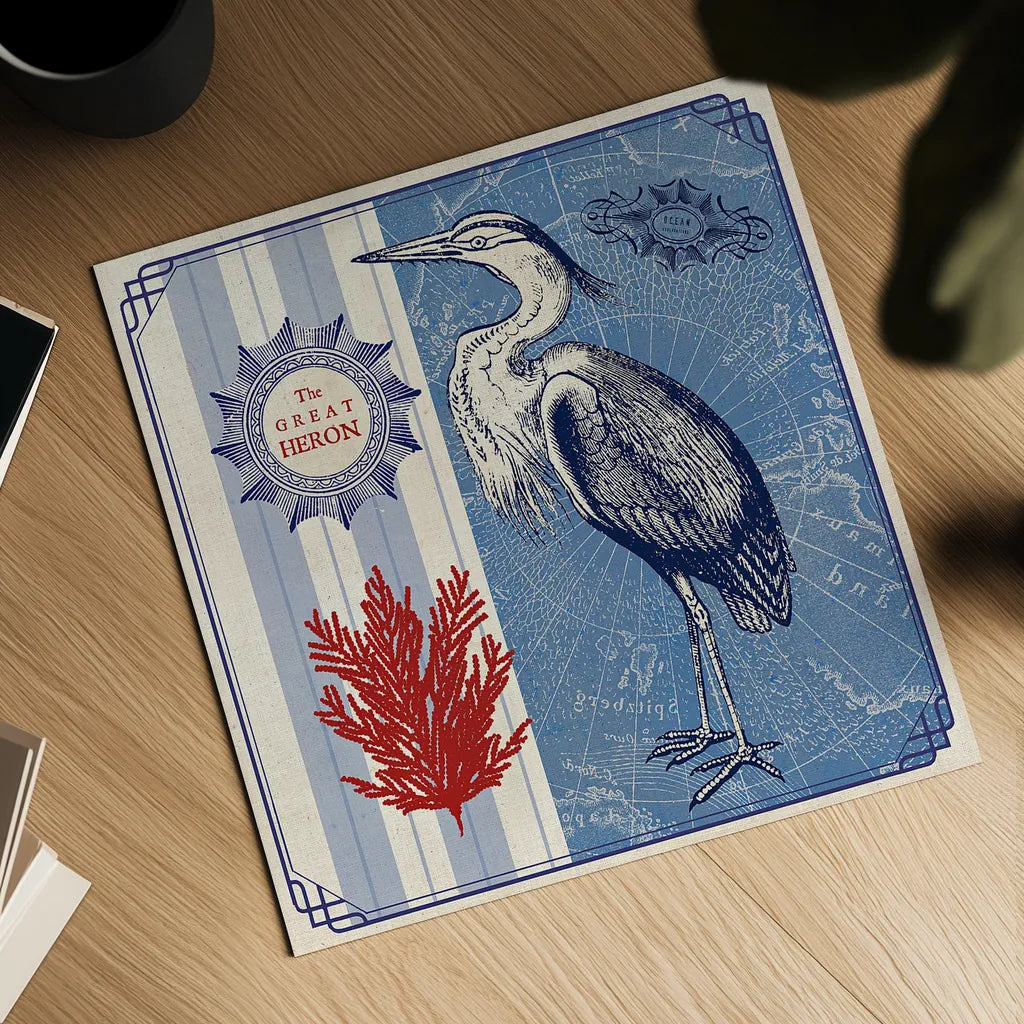 Sea Bird IV by Studio Mousseau. Shown as a detailed flat fine art print, highlighting archival giclee quality. Available as an archival giclee rolled canvas, fine art paper, or poster print. SKU 24706a.