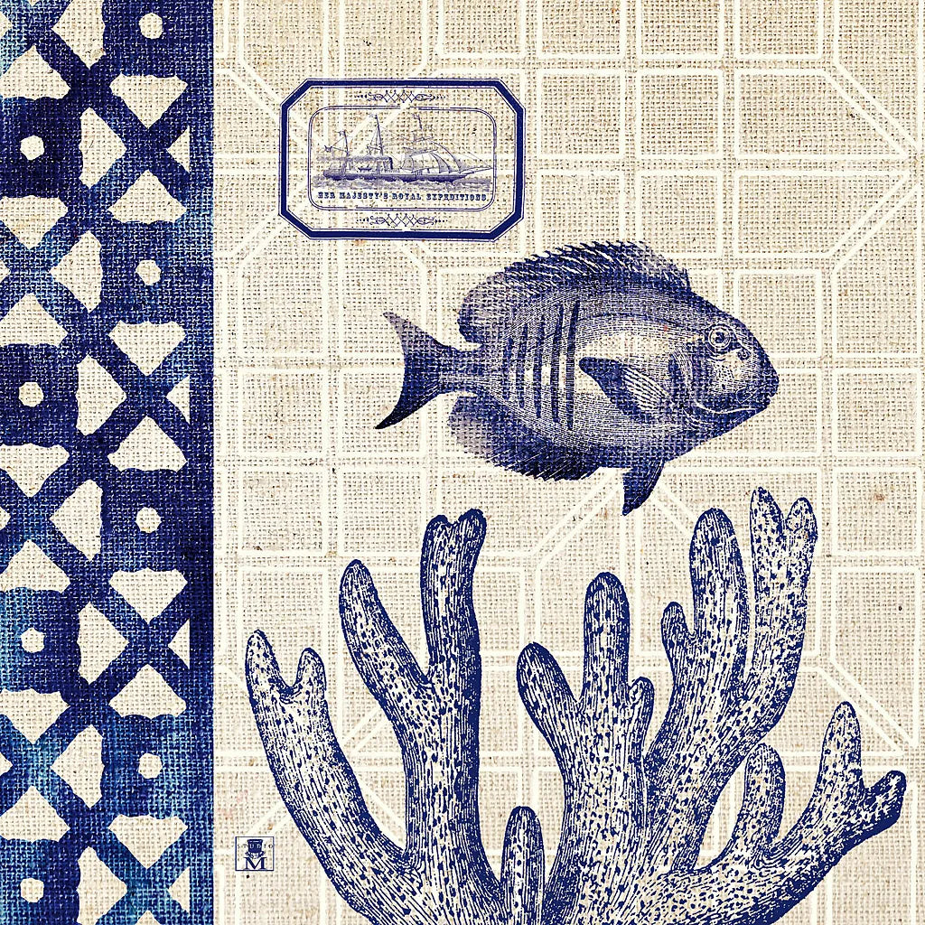 Sea Shore Square I by Studio Mousseau. SKU 11521a. Archival Giclee Fine art print for wall decor.