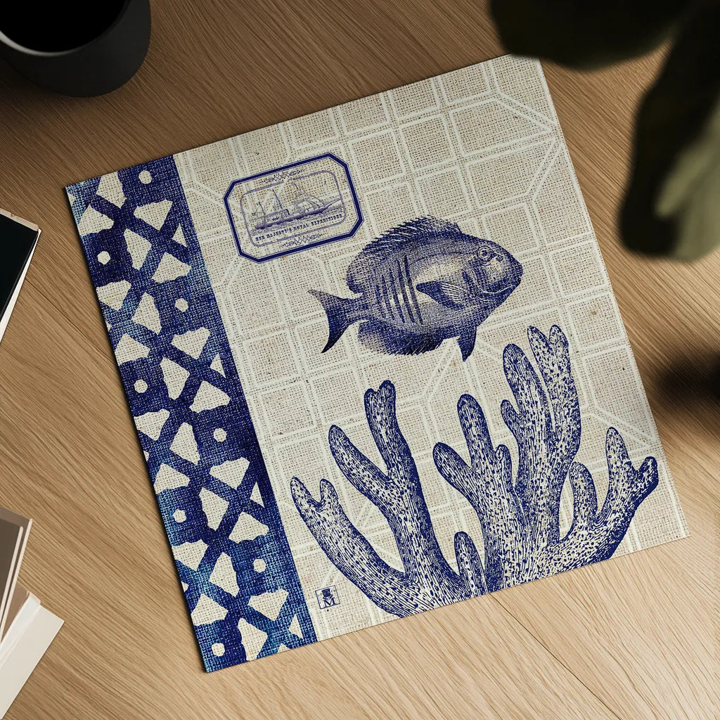 Sea Shore Square I by Studio Mousseau. Shown as a detailed flat fine art print, highlighting archival giclee quality. Available as an archival giclee rolled canvas, fine art paper, or poster print. SKU 11521a.