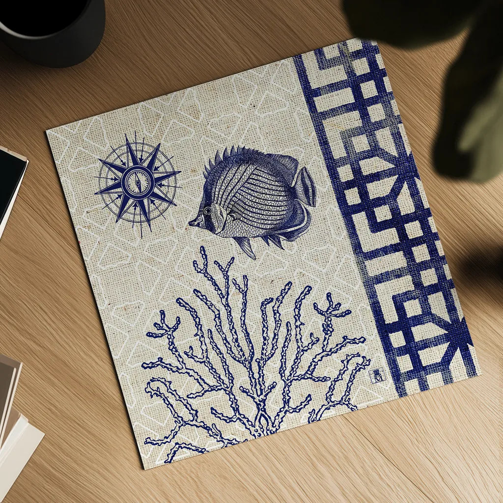 Sea Shore Square II by Studio Mousseau. Shown as a detailed flat fine art print, highlighting archival giclee quality. Available as an archival giclee rolled canvas, fine art paper, or poster print. SKU 11522a.