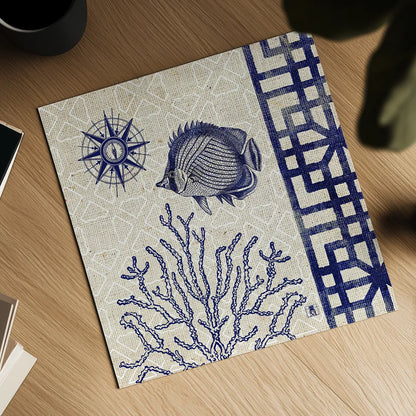 Sea Shore Square II by Studio Mousseau. Shown as a detailed flat fine art print, highlighting archival giclee quality. Available as an archival giclee rolled canvas, fine art paper, or poster print. SKU 11522a.