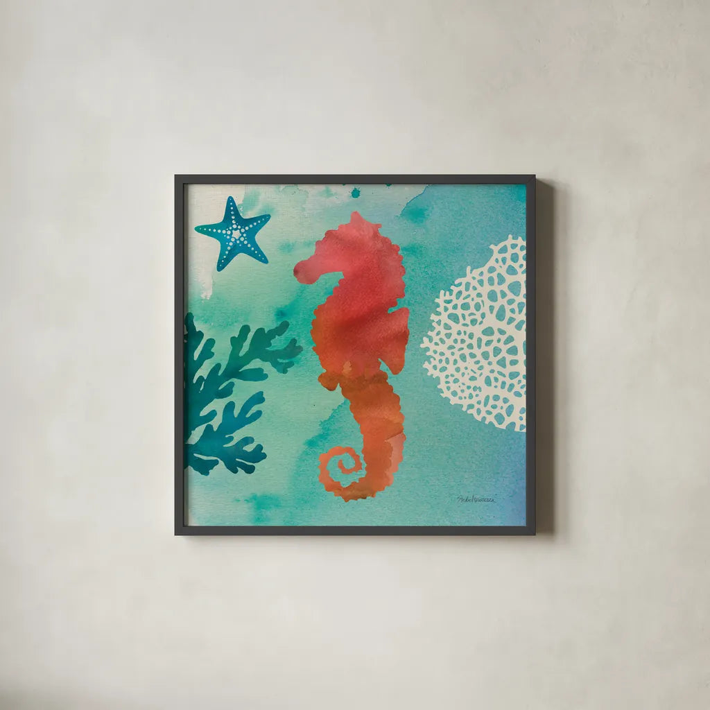 Under the Sea I by Studio Mousseau. Shown in a sleek black glass frame for a contemporary gallery look. Available as an archival giclee rolled canvas, fine art paper, or poster print. SKU 34637a.