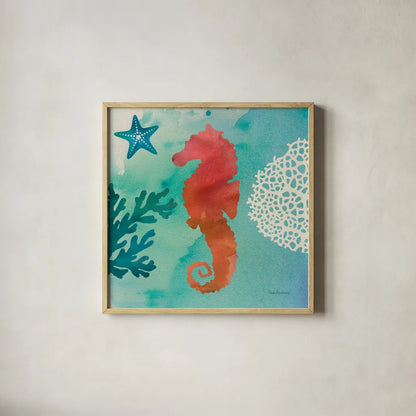 Under the Sea I by Studio Mousseau. Shown in a natural wood glass frame for a timeless modern aesthetic. Available as an archival giclee rolled canvas, fine art paper, or poster print. SKU 34637a.