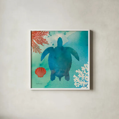 Under the Sea II by Studio Mousseau. Shown in a crisp white glass frame for a clean and minimalist style. Available as an archival giclee rolled canvas, fine art paper, or poster print. SKU 34638a.