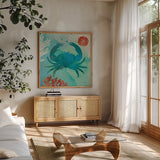 Under the Sea III by Studio Mousseau. Shown in a natural wood frame in a cozy modern living room. Available as an archival giclee rolled canvas, fine art paper, or poster print. SKU 34639a.