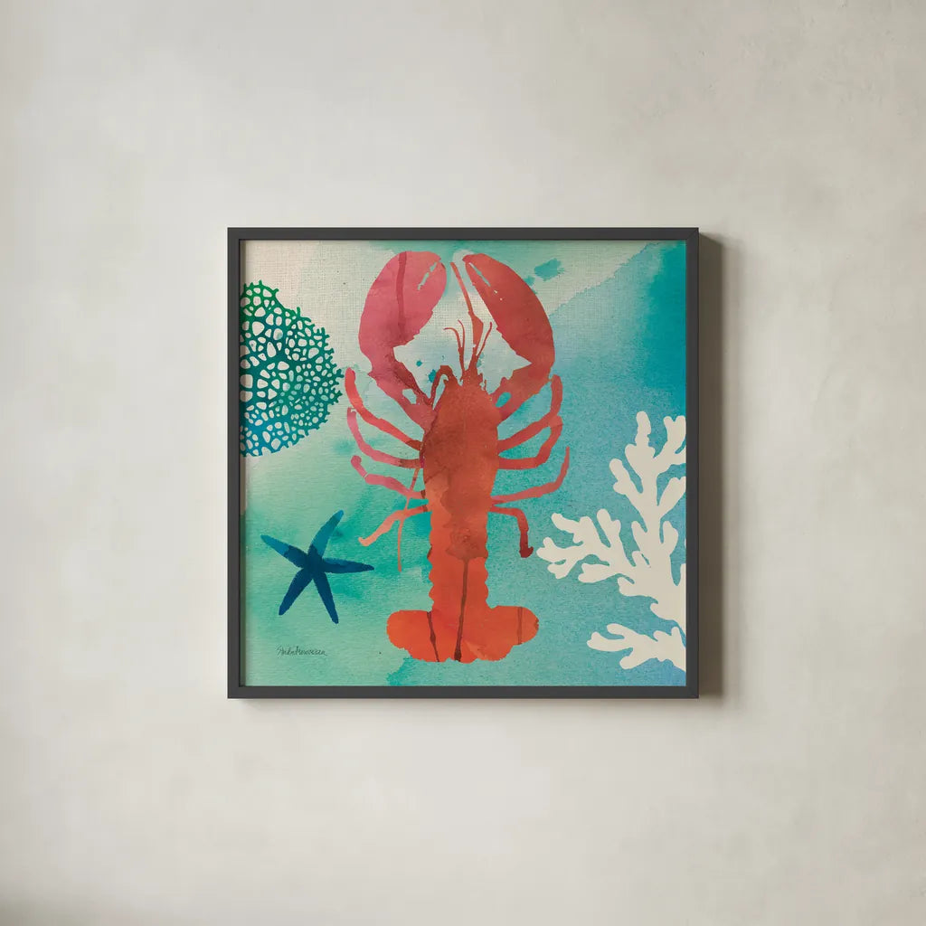Under the Sea IV by Studio Mousseau. Shown in a sleek black glass frame for a contemporary gallery look. Available as an archival giclee rolled canvas, fine art paper, or poster print. SKU 34640a.
