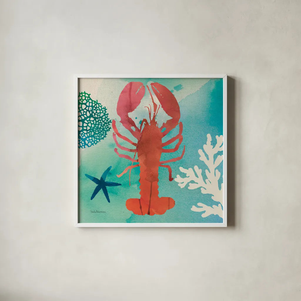 Under the Sea IV by Studio Mousseau. Shown in a crisp white glass frame for a clean and minimalist style. Available as an archival giclee rolled canvas, fine art paper, or poster print. SKU 34640a.