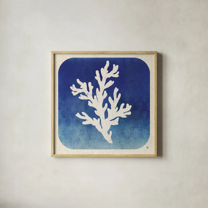 Watermark Coral  by Studio Mousseau. Shown in a natural wood glass frame for a timeless modern aesthetic. Available as an archival giclee rolled canvas, fine art paper, or poster print. SKU 25969a.