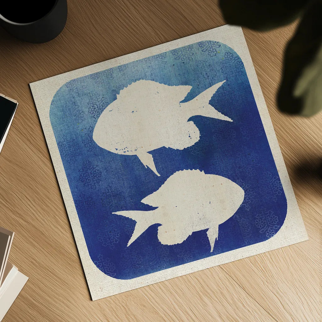 Watermark Fish by Studio Mousseau. Shown as a detailed flat fine art print, highlighting archival giclee quality. Available as an archival giclee rolled canvas, fine art paper, or poster print. SKU 25970a.