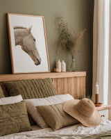 A Horse Named Lady I by Sue Schlabach. shown as a paper print in a natural frame. Available as a archival giclee rolled canvas, fine art paper, or poster print. SKU 72125h.