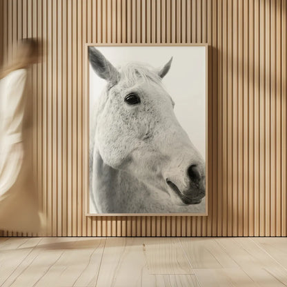 A Horse Named Lady II BW by Sue Schlabach. shown as over sized large wall art. Available as an archival giclee rolled canvas, fine art paper, or poster print. SKU 72128h.