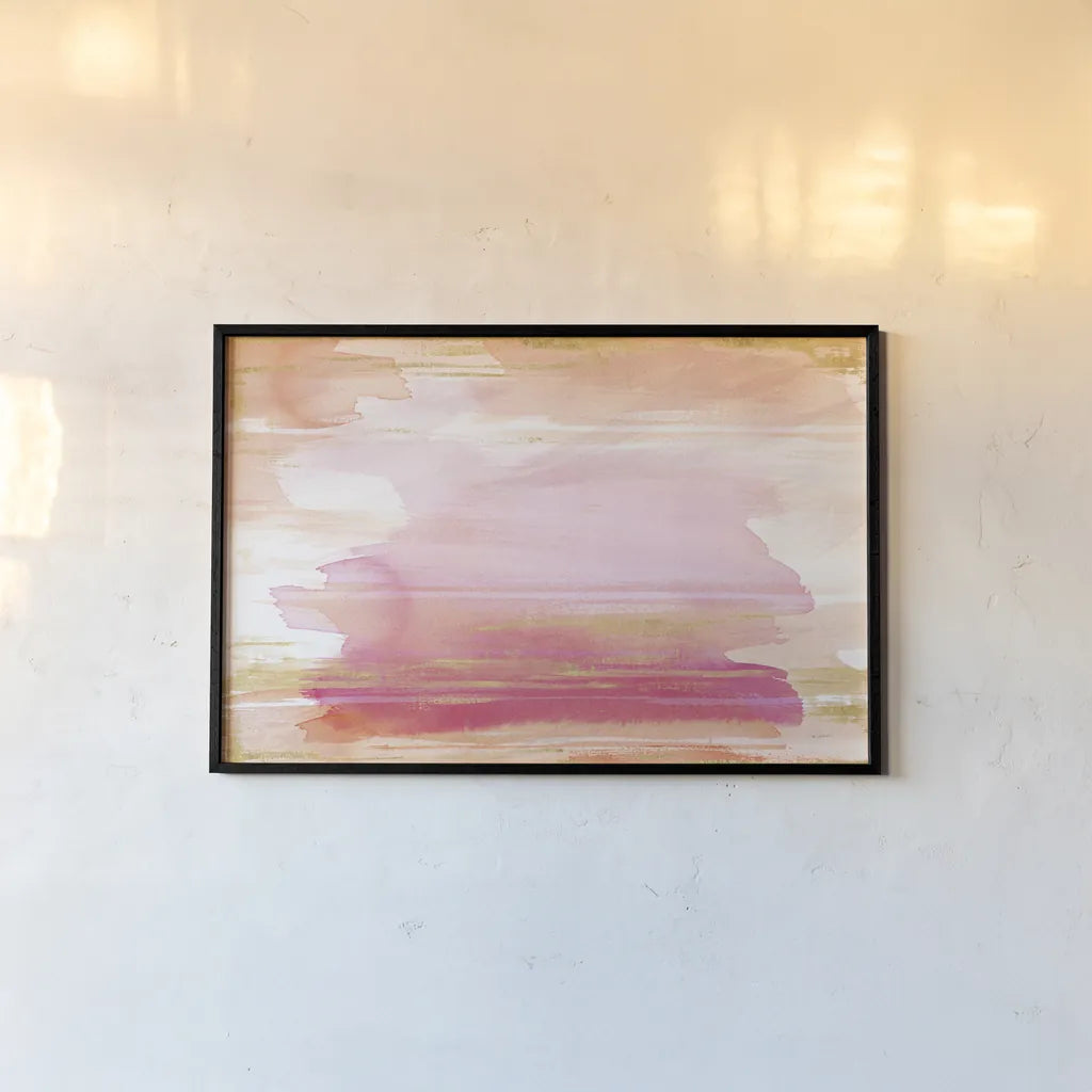 A Rosy View by Sue Schlabach. shown as a paper print in a black flame. Available as a archival giclee rolled canvas, fine art paper, or poster print. SKU 66474i.