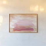 A Rosy View by Sue Schlabach. shown as a paper print in a natural frame. Available as a archival giclee rolled canvas, fine art paper, or poster print. SKU 66474i.