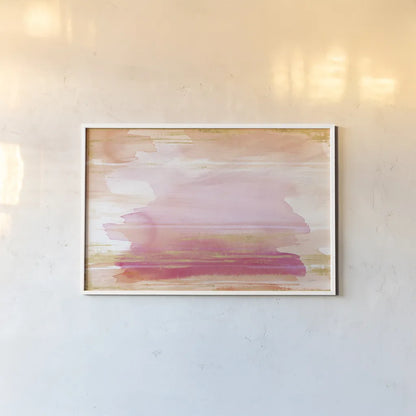 A Rosy View by Sue Schlabach. shown as a paper print in a white frame. Available as a archival giclee rolled canvas, fine art paper, or poster print. SKU 66474i.