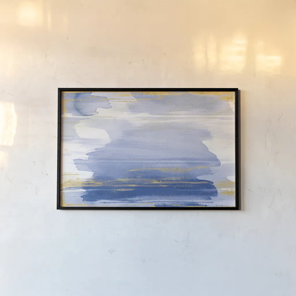 A Rosy View Blue by Sue Schlabach. shown as a paper print in a black flame. Available as a archival giclee rolled canvas, fine art paper, or poster print. SKU 68141i.