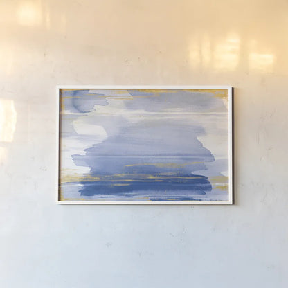 A Rosy View Blue by Sue Schlabach. shown as a paper print in a white frame. Available as a archival giclee rolled canvas, fine art paper, or poster print. SKU 68141i.