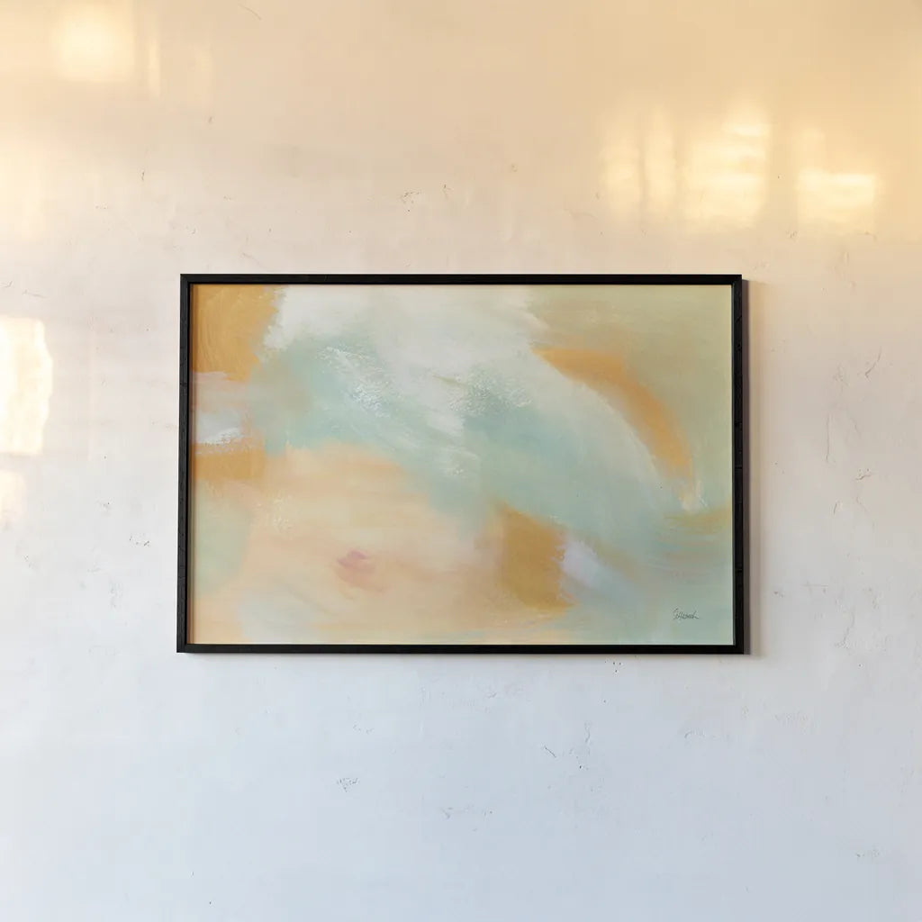 Abstract Sunrise by Sue Schlabach. shown as a paper print in a black flame. Available as a archival giclee rolled canvas, fine art paper, or poster print. SKU 67145i.