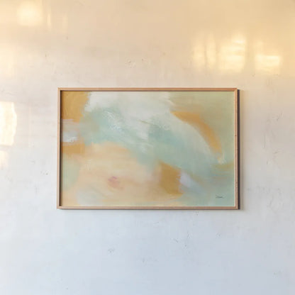 Abstract Sunrise by Sue Schlabach. shown as a paper print in a natural frame. Available as a archival giclee rolled canvas, fine art paper, or poster print. SKU 67145i.