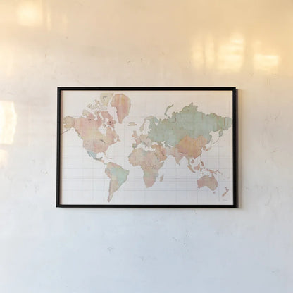 Across the World by Sue Schlabach. shown as a paper print in a black flame. Available as a archival giclee rolled canvas, fine art paper, or poster print. SKU 37541i.