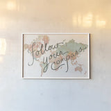 Across the World v2 by Sue Schlabach. shown as a paper print in a white frame. Available as a archival giclee rolled canvas, fine art paper, or poster print. SKU 38255i.