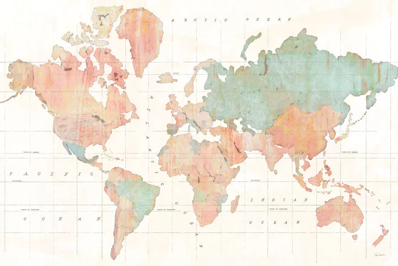 Across the World v3 by Sue Schlabach. SKU 38256i. Archival Giclee Fine art print for wall decor.