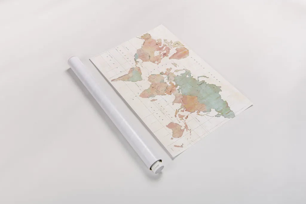 Across the World v3 by Sue Schlabach. shown as a rolled paper print. Available as archival giclee rolled canvas, fine art paper, or poster print. SKU 38256i.