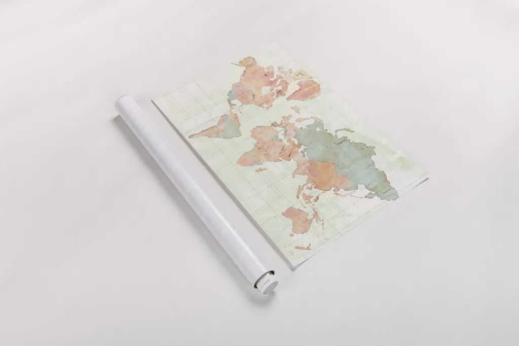 Across the World v4 by Sue Schlabach. shown as a rolled paper print. Available as archival giclee rolled canvas, fine art paper, or poster print. SKU 38257i.