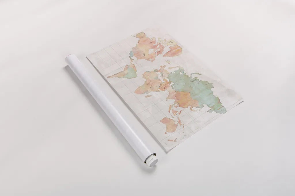 Across the World v5 by Sue Schlabach. shown as a rolled paper print. Available as archival giclee rolled canvas, fine art paper, or poster print. SKU 38258i.