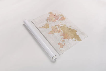 Across the World v5 Champagne by Sue Schlabach. shown as a rolled paper print. Available as archival giclee rolled canvas, fine art paper, or poster print. SKU 43002i.