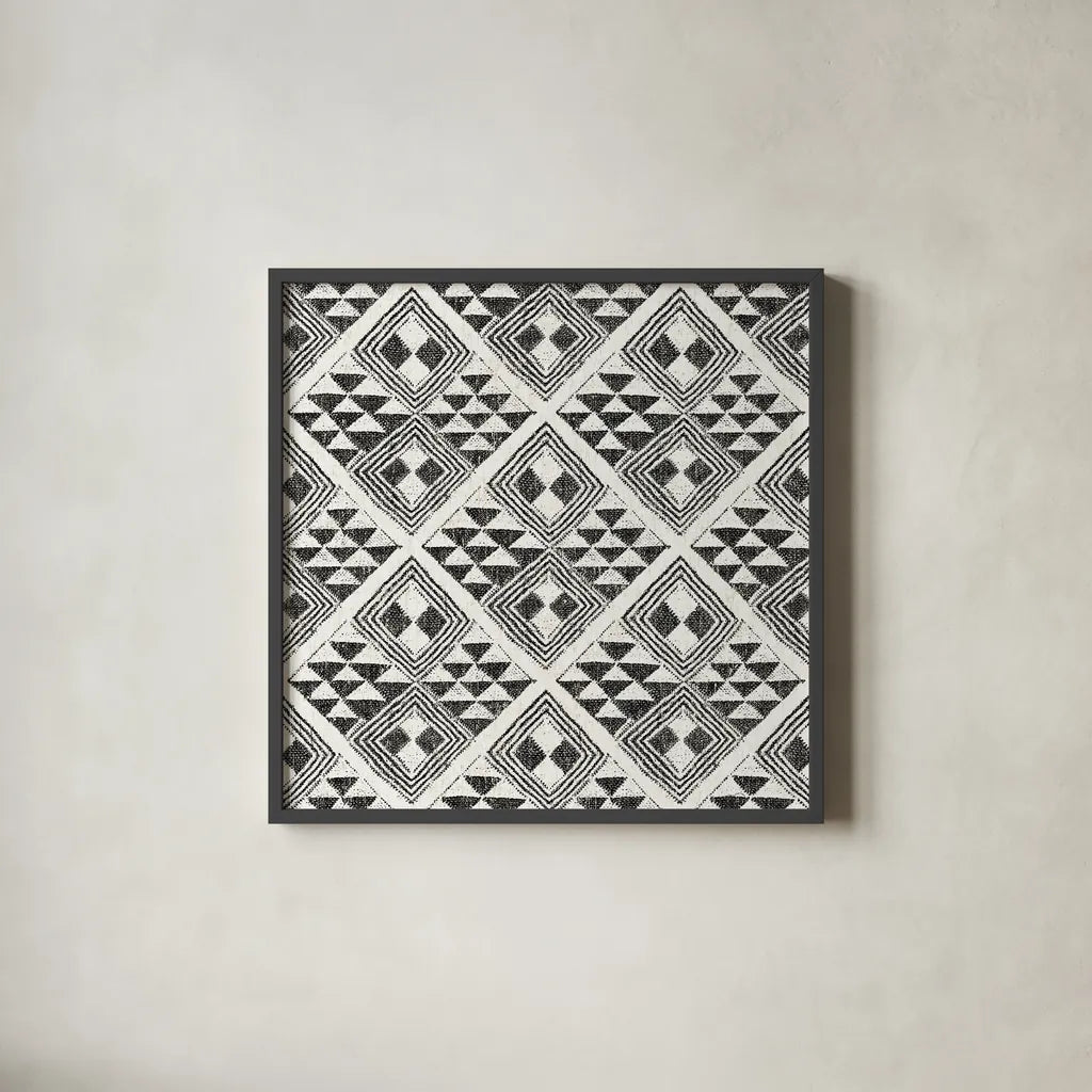 African Wild Pattern II BW by Sue Schlabach. Shown in a sleek black glass frame for a contemporary gallery look. Available as an archival giclee rolled canvas, fine art paper, or poster print. SKU 32121a.