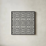 African Wild Pattern III BW by Sue Schlabach. Shown in a sleek black glass frame for a contemporary gallery look. Available as an archival giclee rolled canvas, fine art paper, or poster print. SKU 32122a.