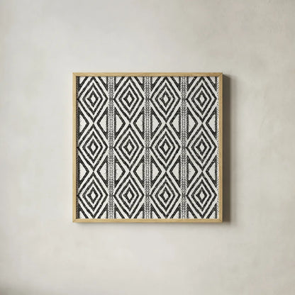 African Wild Pattern III BW by Sue Schlabach. Shown in a natural wood glass frame for a timeless modern aesthetic. Available as an archival giclee rolled canvas, fine art paper, or poster print. SKU 32122a.