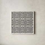 African Wild Pattern III BW by Sue Schlabach. Shown in a crisp white glass frame for a clean and minimalist style. Available as an archival giclee rolled canvas, fine art paper, or poster print. SKU 32122a.