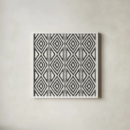 African Wild Pattern III BW by Sue Schlabach. Shown in a crisp white glass frame for a clean and minimalist style. Available as an archival giclee rolled canvas, fine art paper, or poster print. SKU 32122a.