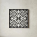 African Wild Pattern IV BW by Sue Schlabach. Shown in a sleek black glass frame for a contemporary gallery look. Available as an archival giclee rolled canvas, fine art paper, or poster print. SKU 32123a.