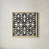 African Wild Pattern IV BW by Sue Schlabach. Shown in a natural wood glass frame for a timeless modern aesthetic. Available as an archival giclee rolled canvas, fine art paper, or poster print. SKU 32123a.