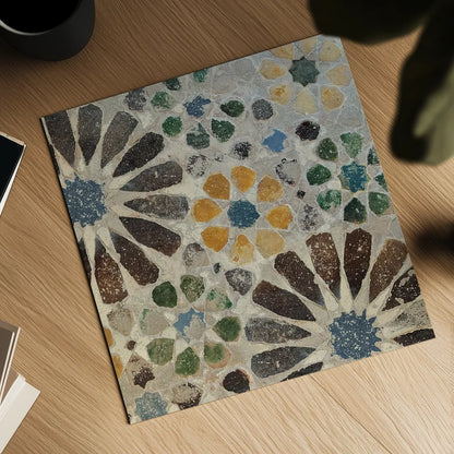 Alhambra Tile II by Sue Schlabach. Shown as a detailed flat fine art print, highlighting archival giclee quality. Available as an archival giclee rolled canvas, fine art paper, or poster print. SKU 22052a.