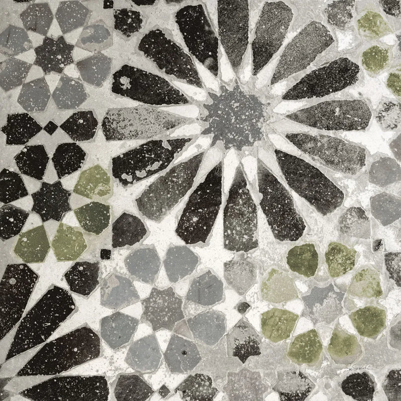 Alhambra Tile III Gray Green by Sue Schlabach. SKU 56946a. Archival Giclee Fine art print for wall decor.