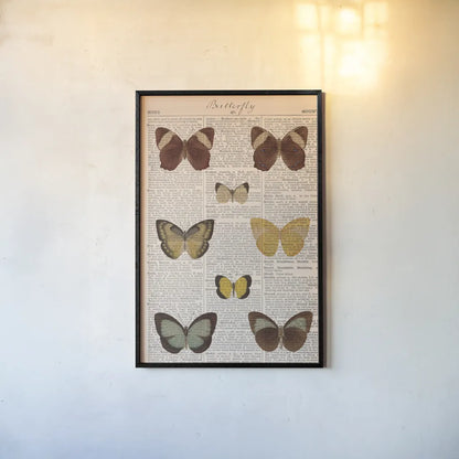 American Butterflies II by Sue Schlabach. shown as a paper print in a black flame. Available as a archival giclee rolled canvas, fine art paper, or poster print. SKU 68219h.